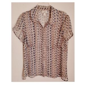 Loft Blouse Sz 16 Abstract Print Blue Grey⚡️⚡️⚡️